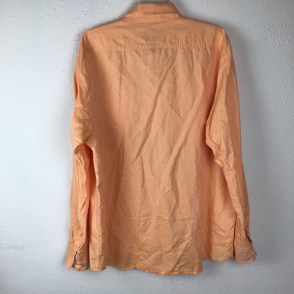 Bills Khakis linen orange button front shirt -L - Picture 8 of 10